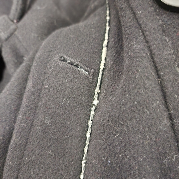 London Fog Heritage Black Wool Blend Trench Coat with Leather Accents - Picture 9 of 16